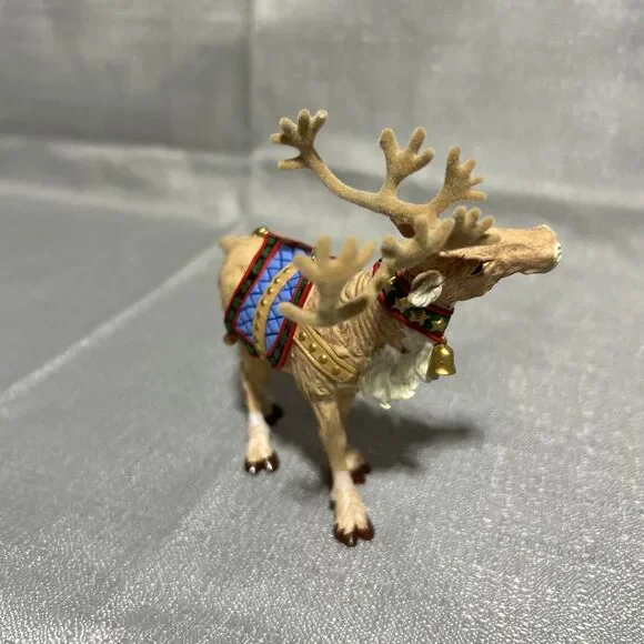 2001 Hallmark Ready Reindeer Keepsake Ornament Detailed Bells Flocking Holiday - Picture 3 of 7